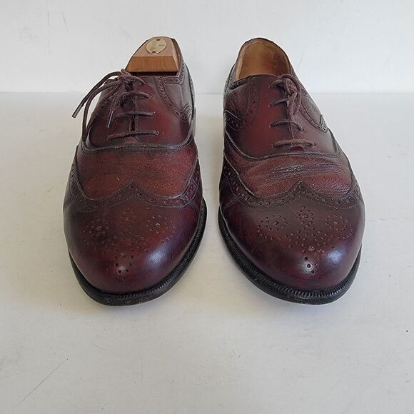 Stamati Mastroianni Shoes Men's 9M Burgundy Maroon Hand Made Italy Wingtips - Picture 2 of 16